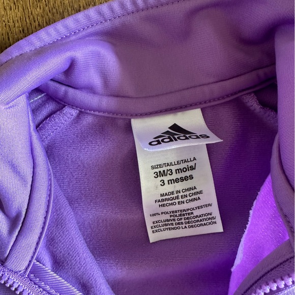 Adidas Purple Zip Up Jacket - Baby 3 Months - Picture 2 of 4